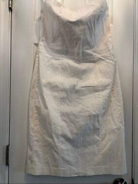 Express Strapless White Cotton Dress